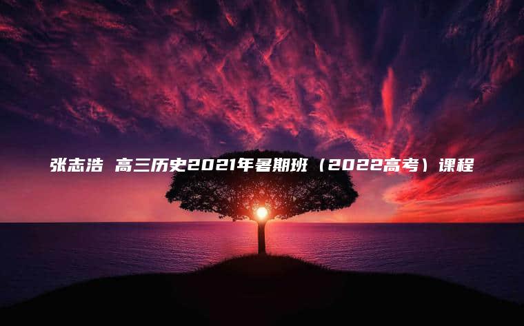 张志浩 高三历史2021年暑期班（2022高考）课程