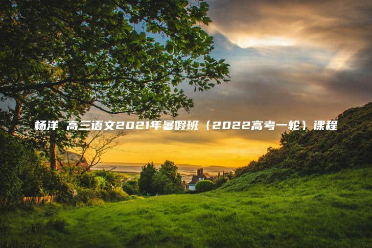 杨洋 高三语文2021年暑假班（2022高考一轮）课程