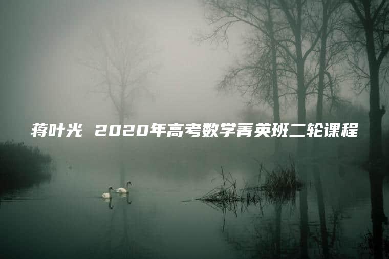 蒋叶光 2020年高考数学菁英班二轮课程